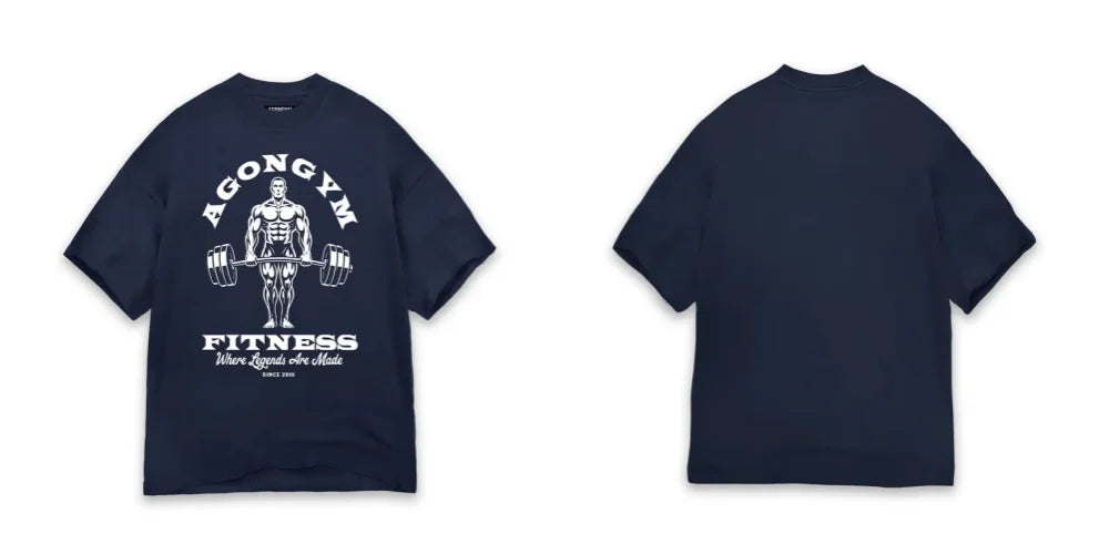 AGONGYM GYM Men's T-Shirt Fitness Sports Loose Fit Shirts Short Sleeve Printed Casual Runners Comfortable Cotton Tee Tops