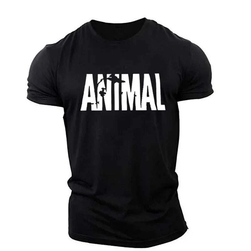 Animal Letter Minimalist Style Fashion Men's T-shirts Short Sleeve O-Neck Sportswear Oversized Gym Tops Street Men Women T Shirt
