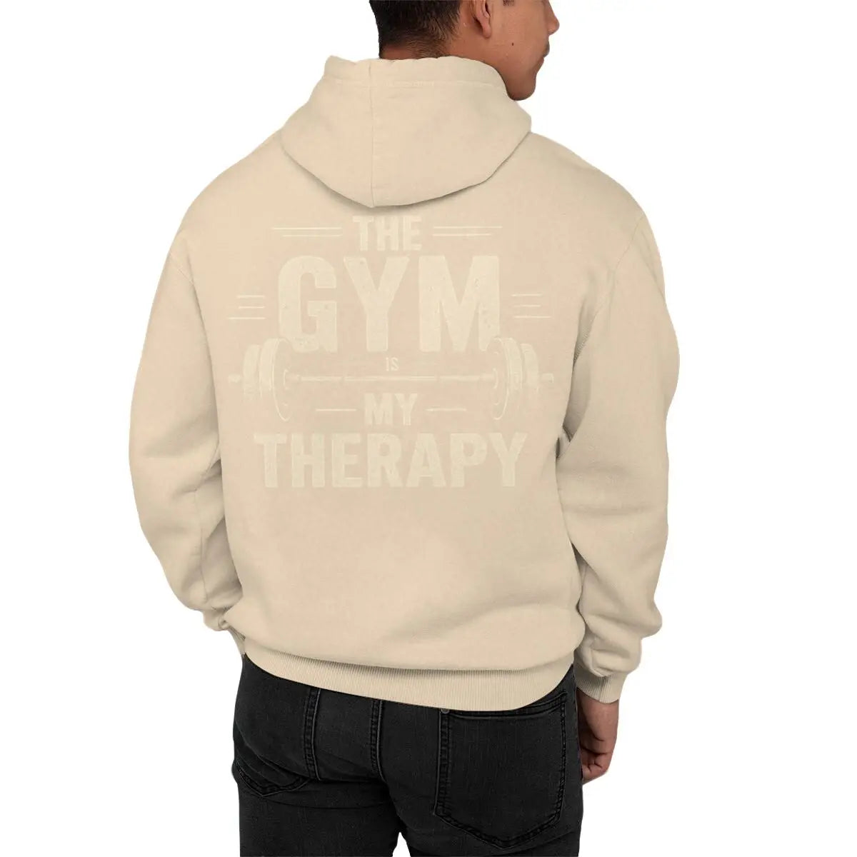 The Gym My Therapy Graphic Hoodie Men Women Kangaroo Pocket Pullover Long Sleeve Vintage Dumbbell Casual Fitness Hoodies