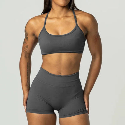 2PCS Dimpact Cross Yoga Set Sports Bra Shorts Workout Legging Outfit Seamless Fitness Women Gym Clothes XP389