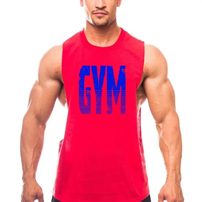 Gym Clothing Cut Off Singlets Mens Tank Tops Letters Print Muscle Sleeveless Shirt Bodybuilding and Fitness Mens Side Open Vests