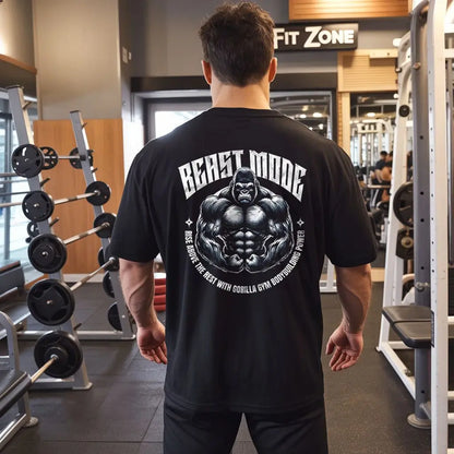 Gorilla Printed Short-sleeved T-shirt Men's Summer Trendy Brand Men's and Women's Same Half-sleeved T-shirt Gym Wear Casual Top