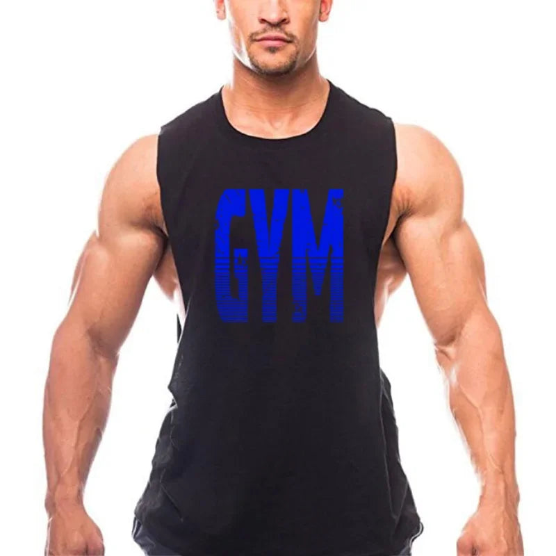 Gym Clothing Cut Off Singlets Mens Tank Tops Letters Print Muscle Sleeveless Shirt Bodybuilding and Fitness Mens Side Open Vests