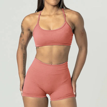 2PCS Dimpact Cross Yoga Set Sports Bra Shorts Workout Legging Outfit Seamless Fitness Women Gym Clothes XP389