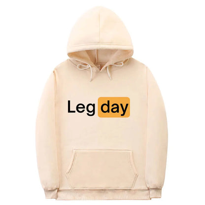 Funny Creativity Design Leg Day Fitness Workout Gym Graphic Hoodie Men Women Fashion Sweatshirt Male Fleece Cotton Loose Hoodies