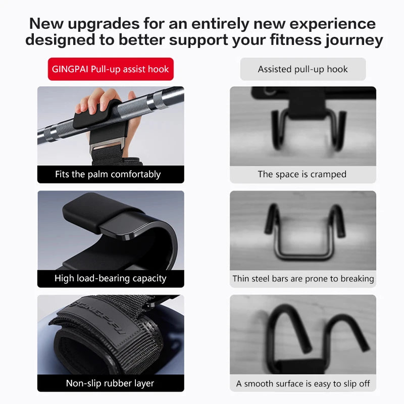 Weight Lifting Hook Grips with Wrist Wraps Gym Hand-Bar Wrist Strap Fitness Hook Weight Strap Pull-Ups Power Lifting Gloves