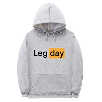 Funny Creativity Design Leg Day Fitness Workout Gym Graphic Hoodie Men Women Fashion Sweatshirt Male Fleece Cotton Loose Hoodies
