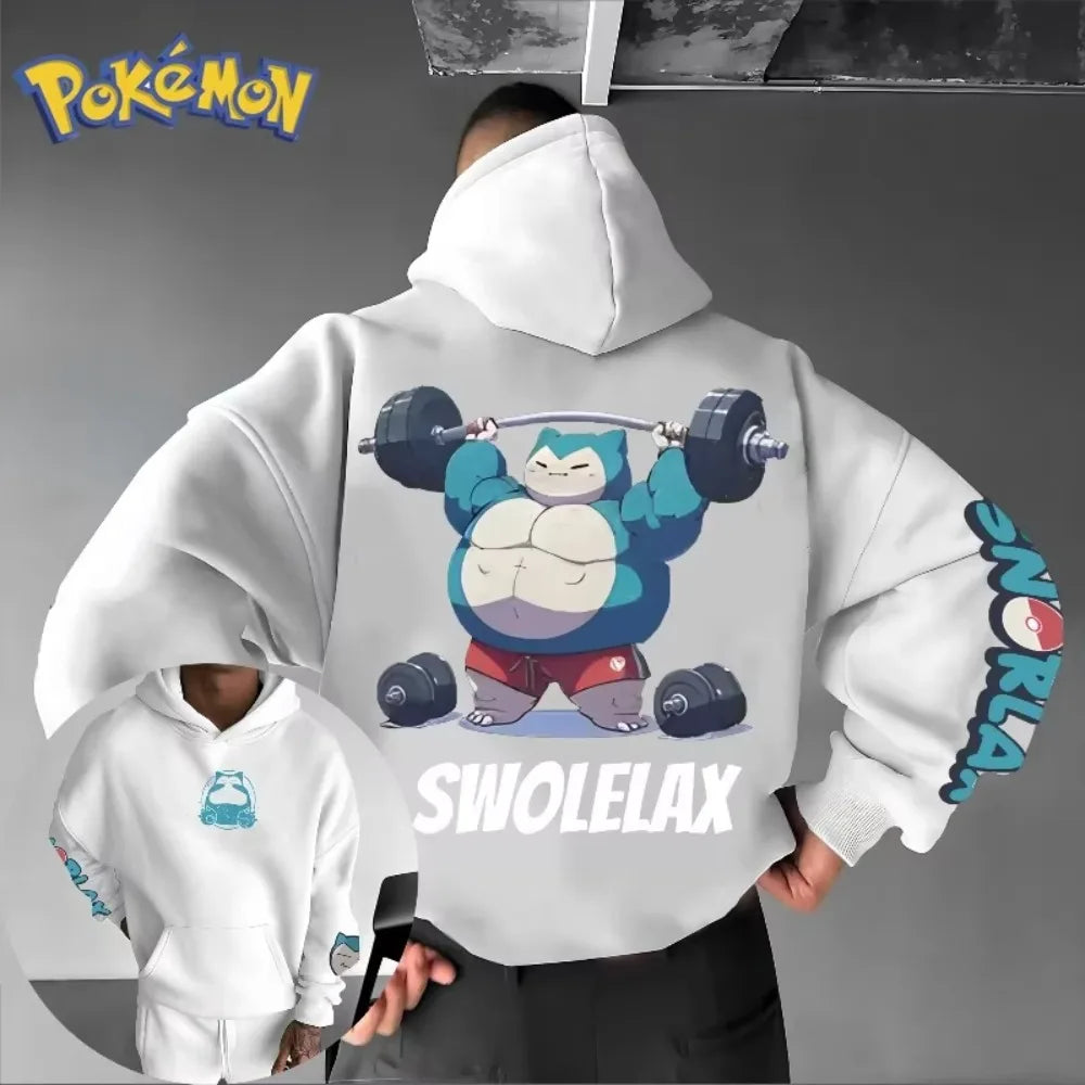 Men's New Pokémon Hoodie Snorlax Gym Training Printed Top Men's and Women's Autumn/Winter Harajuku Large Size Casual Sweater Top
