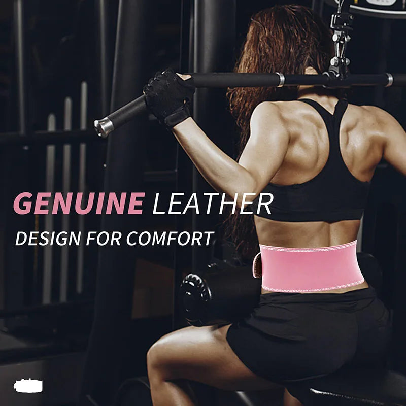 Leather Fitness Weight Lifting Belt for Women With Padded Lumbar Support for Power Lifting Workout & Squats Exercise