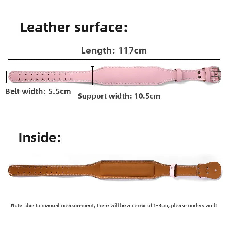 Leather Fitness Weight Lifting Belt for Women With Padded Lumbar Support for Power Lifting Workout & Squats Exercise