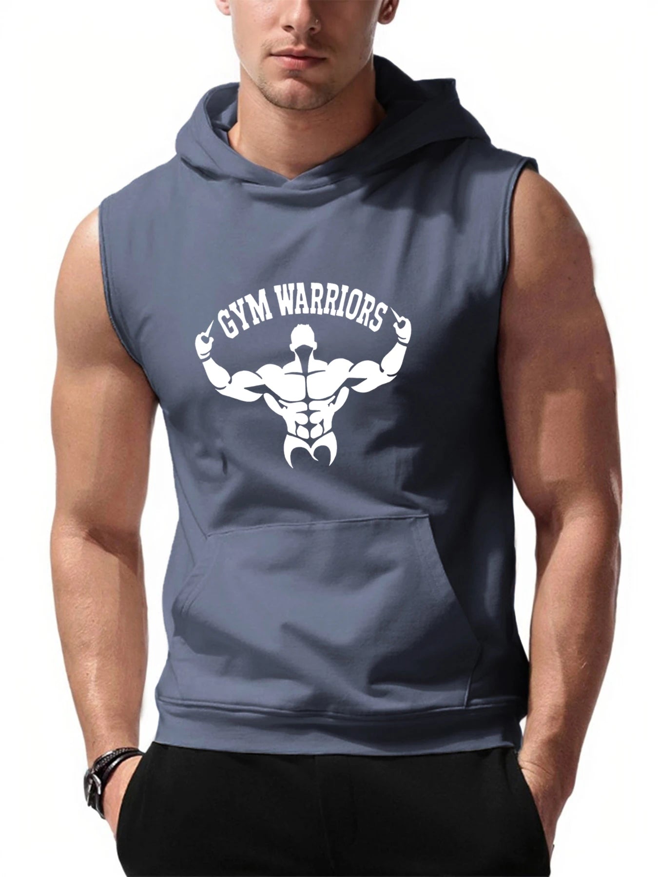 Men's Hooded Vests Bodybuilding Stringer Tank Tops Gym Clothing Sleeveless Shirt Summer Sports Singlets Workout Tanktop
