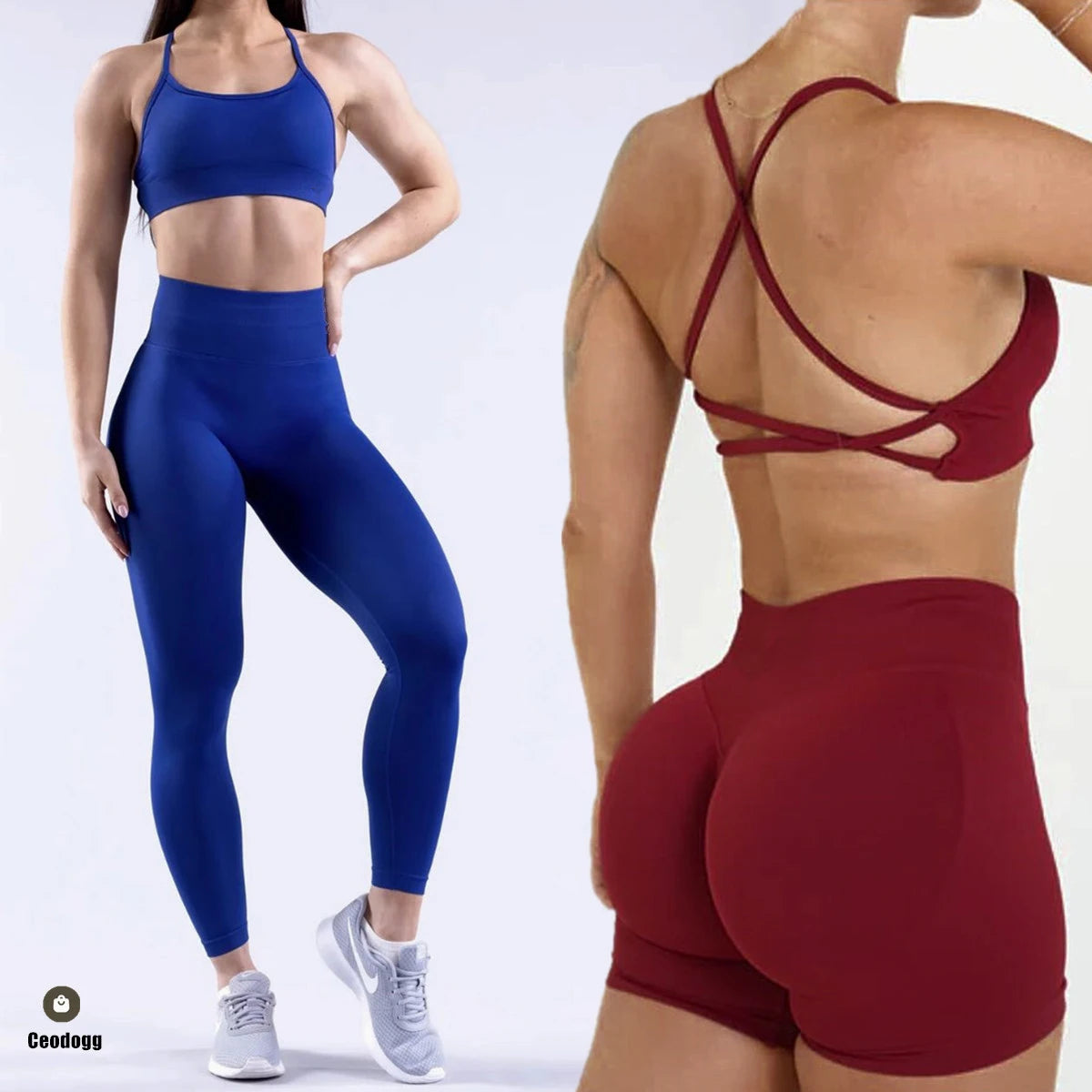 2PCS Dimpact Cross Yoga Set Sports Bra Shorts Workout Legging Outfit Seamless Fitness Women Gym Clothes XP389