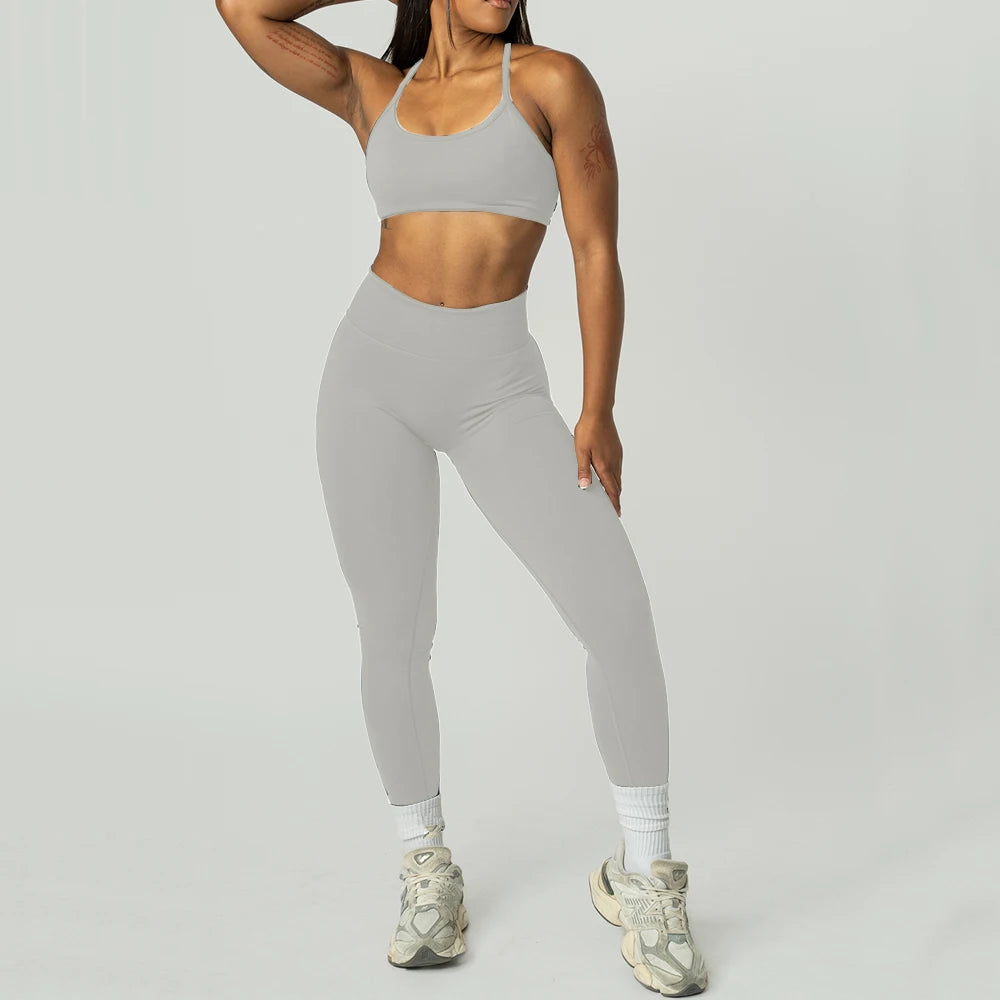 2PCS Dimpact Cross Yoga Set Sports Bra Shorts Workout Legging Outfit Seamless Fitness Women Gym Clothes XP389