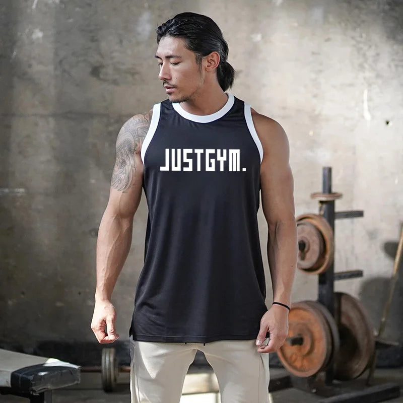 New Summer Brand Gym Clothing Mesh Singlets Men Tank Tops Shirt Bodybuilding Equipment Fitness Mens Stringer Tanktop Vest