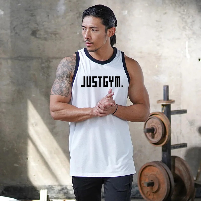 New Summer Brand Gym Clothing Mesh Singlets Men Tank Tops Shirt Bodybuilding Equipment Fitness Mens Stringer Tanktop Vest