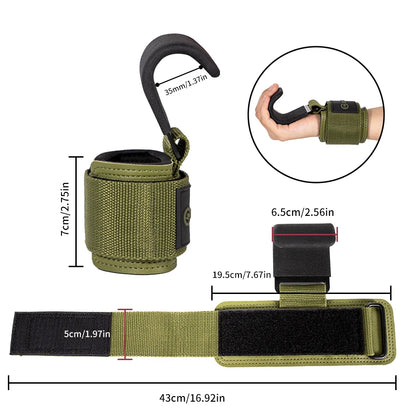 Weight Lifting Hook Grips with Wrist Wraps Gym Hand-Bar Wrist Strap Fitness Hook Weight Strap Pull-Ups Power Lifting Gloves