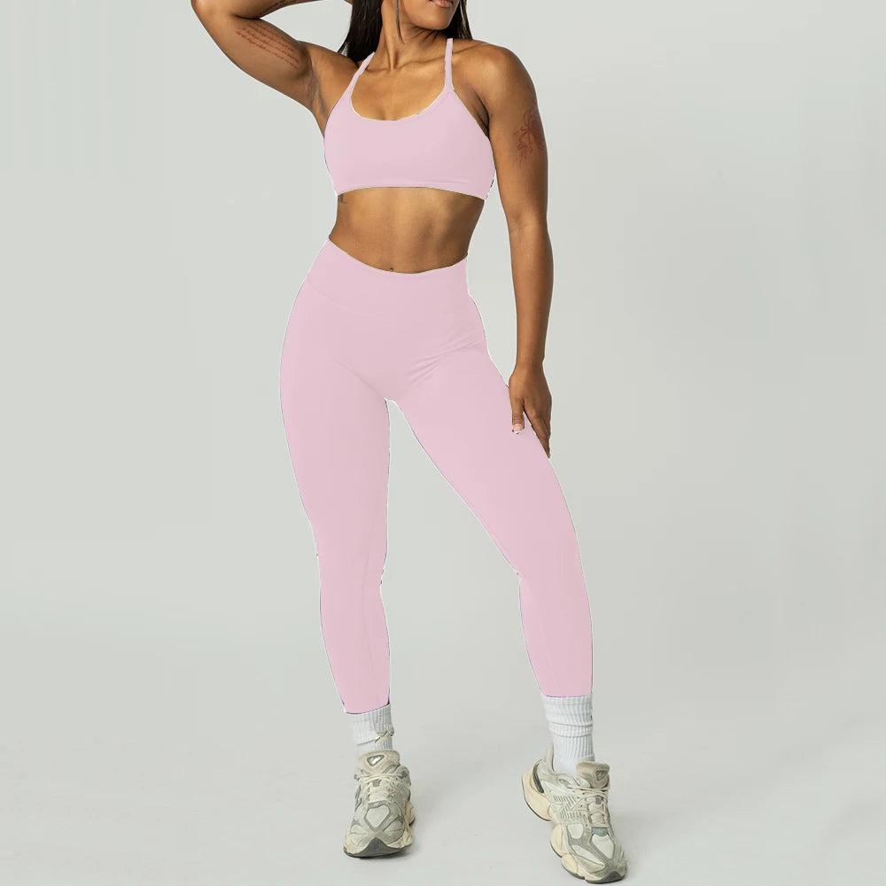 2PCS Dimpact Cross Yoga Set Sports Bra Shorts Workout Legging Outfit Seamless Fitness Women Gym Clothes XP389