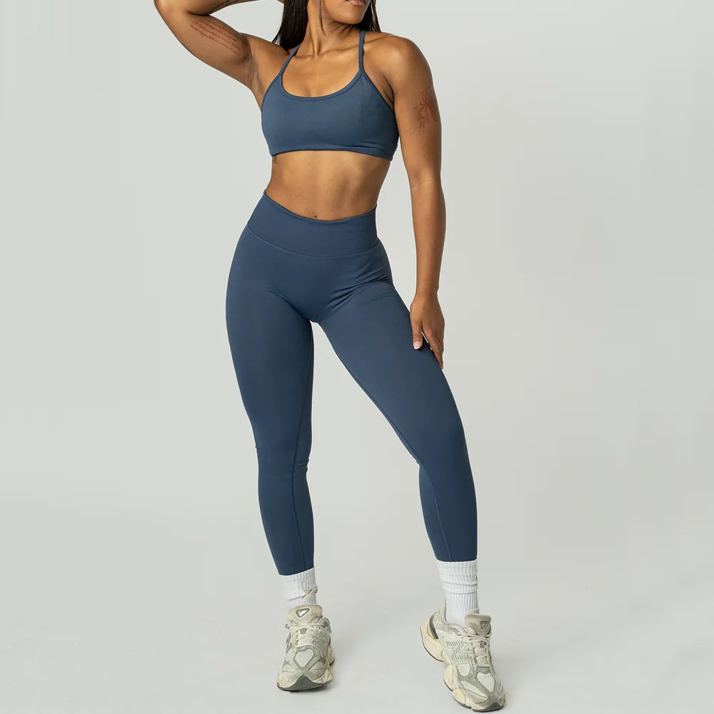 2PCS Dimpact Cross Yoga Set Sports Bra Shorts Workout Legging Outfit Seamless Fitness Women Gym Clothes XP389