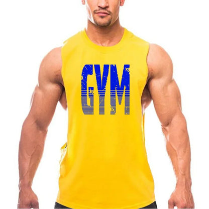 Gym Clothing Cut Off Singlets Mens Tank Tops Letters Print Muscle Sleeveless Shirt Bodybuilding and Fitness Mens Side Open Vests