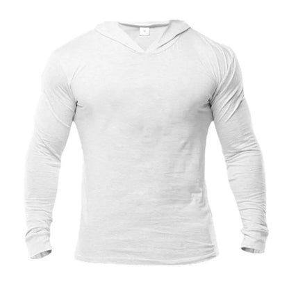 Mens Hooded T Shirt Autumn Slim Fit Hoodie Long Sleeve T-shirt Men Sports Running Shirt Gym Bodybuilding Tee Tops Fitness tshirt