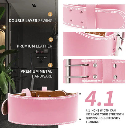Leather Fitness Weight Lifting Belt for Women With Padded Lumbar Support for Power Lifting Workout & Squats Exercise