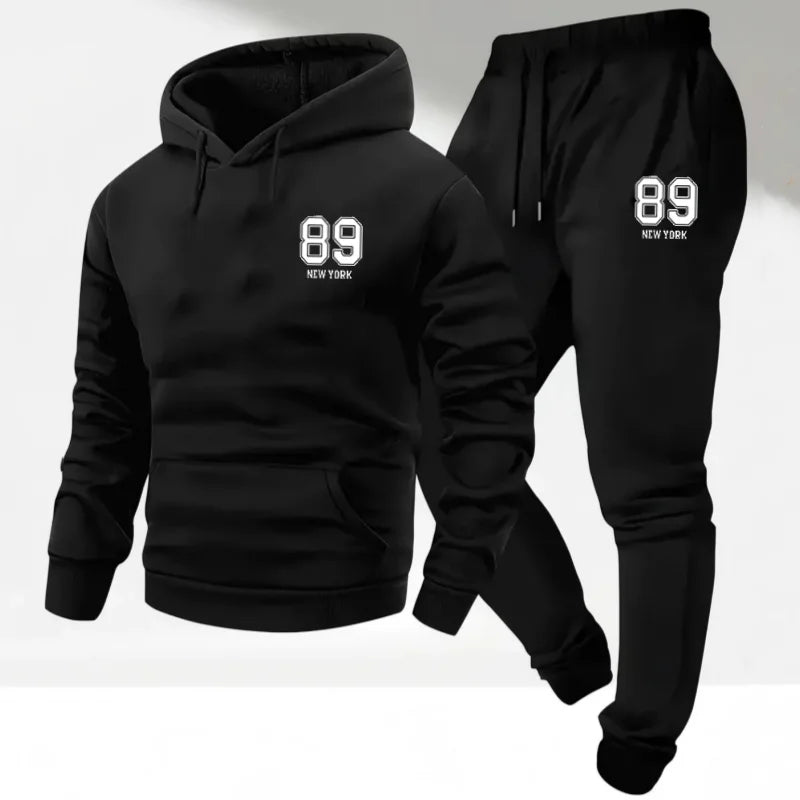 2pcs Men's Set Autumn Hoodies Pants Plus Size Fashion Sportswear Suit Casual Running Fitness Tops Sweatpants Clothing 110-180KG