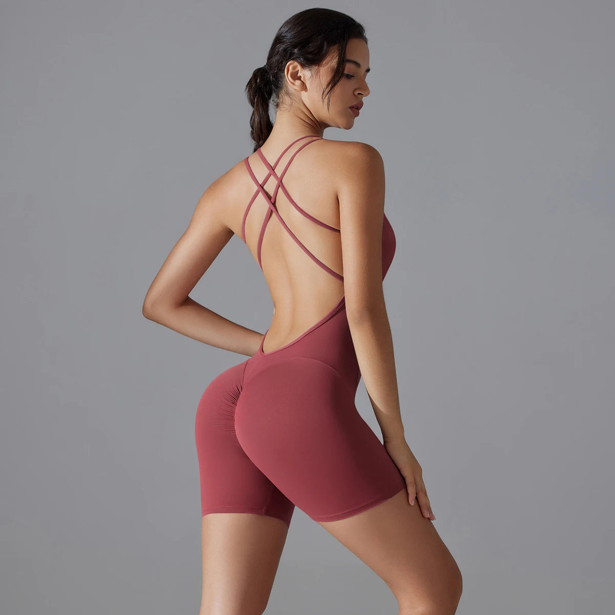 Yoga Set Romper Backless Set Fitness Bodysuit Stretch Bodysuit Gym Clothes Push Up Sportswear Tummy Control Skinny