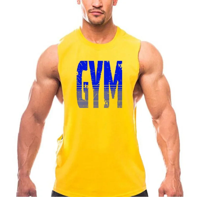 Gym Clothing Cut Off Singlets Mens Tank Tops Letters Print Muscle Sleeveless Shirt Bodybuilding and Fitness Mens Side Open Vests