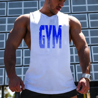 Gym Clothing Cut Off Singlets Mens Tank Tops Letters Print Muscle Sleeveless Shirt Bodybuilding and Fitness Mens Side Open Vests