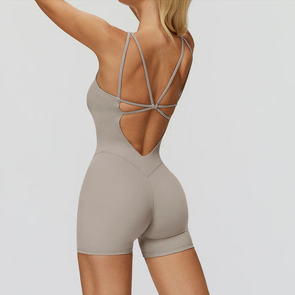 Jumpsuit Women's Short Tracksuit Yoga Set One-Piece Sportswear Push Up Gym Workout Clothes Fitness Stretch Bodysuit Yoga Suit