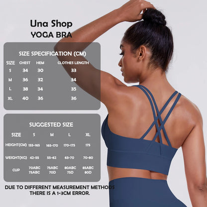 Una-Shop Crossed Back Yoga Bras for Women Gym Quick Dry Sports Underwear Fitness Push Up Workout Clothes Sportswear Tank Top