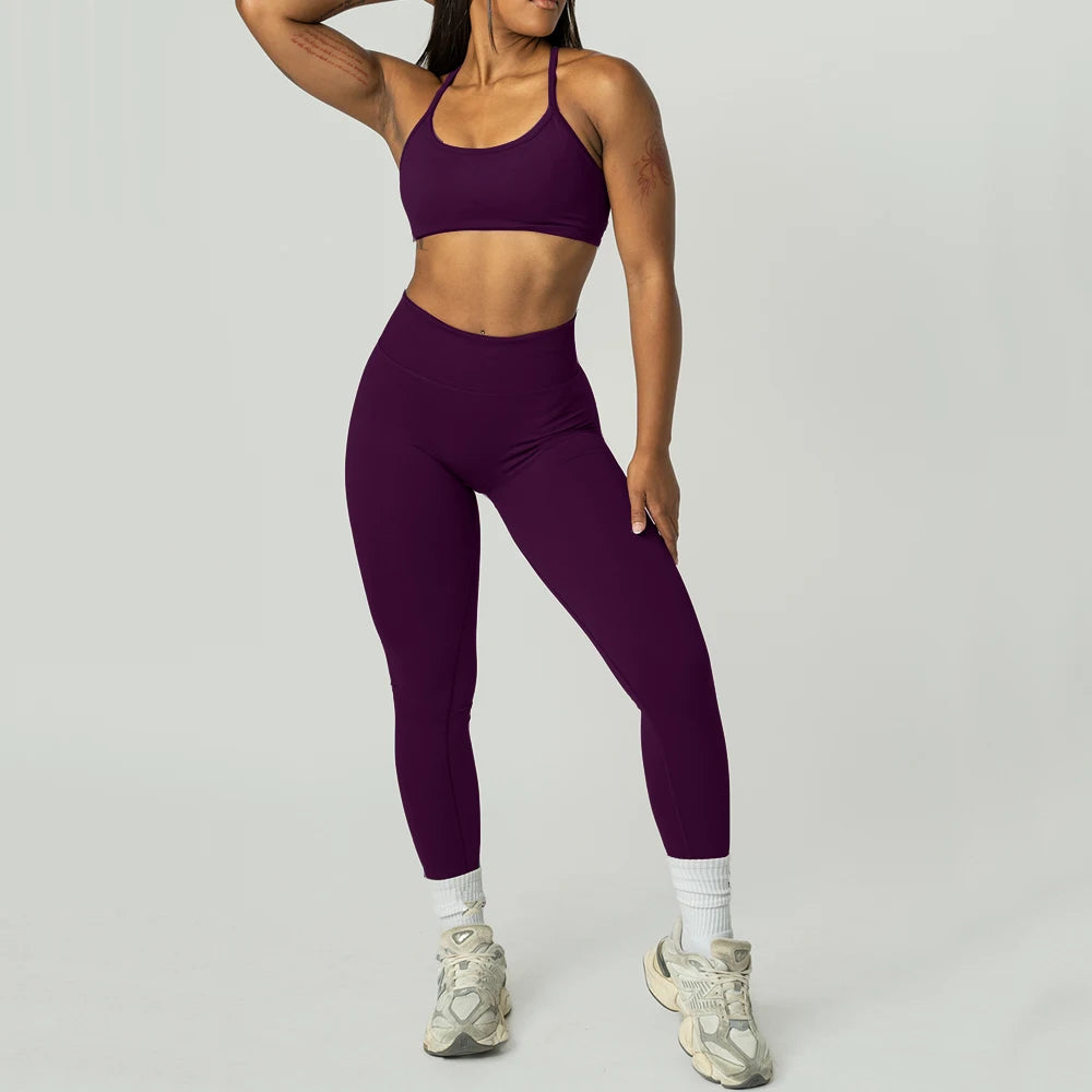 2PCS Dimpact Cross Yoga Set Sports Bra Shorts Workout Legging Outfit Seamless Fitness Women Gym Clothes XP389