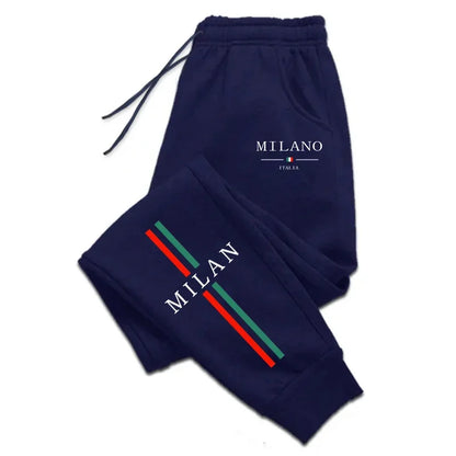 Men's Four Season Casual Sports Sweatpants Outdoor Running Wear Hot Sale Milan City Printed Jogger Pants Gym Fitness Trousers