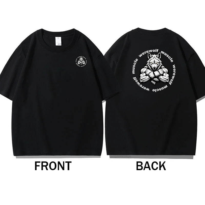 Men's Gym Fitness T-Shirt Summer 100% Cotton T-shirt Barbell Printing Short Sleeves Oversized Running Bodybuilding Sports Wear