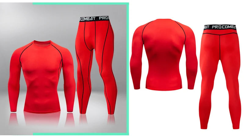 Gym Tight Training Clothing Workout Jogging Sports Set Fitness Men's Compression Thermal Underwear Top Trousers Sportswear