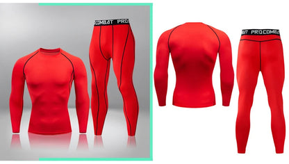 Gym Tight Training Clothing Workout Jogging Sports Set Fitness Men's Compression Thermal Underwear Top Trousers Sportswear