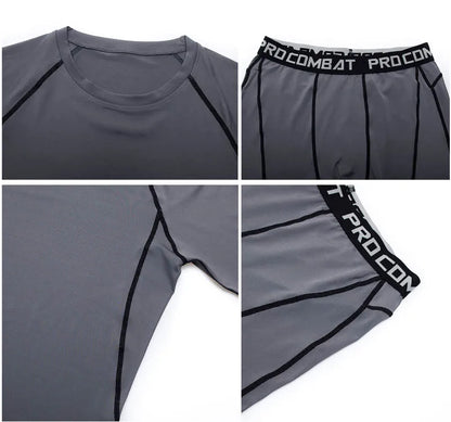 Gym Tight Training Clothing Workout Jogging Sports Set Fitness Men's Compression Thermal Underwear Top Trousers Sportswear