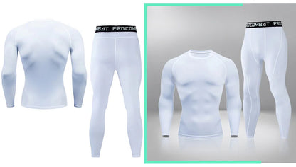 Gym Tight Training Clothing Workout Jogging Sports Set Fitness Men's Compression Thermal Underwear Top Trousers Sportswear
