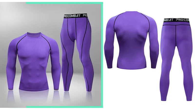 Gym Tight Training Clothing Workout Jogging Sports Set Fitness Men's Compression Thermal Underwear Top Trousers Sportswear