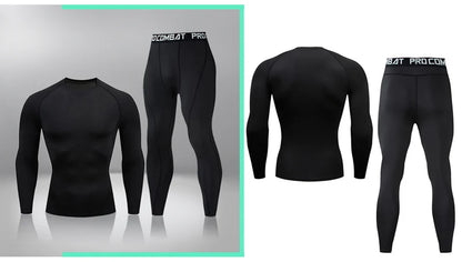 Gym Tight Training Clothing Workout Jogging Sports Set Fitness Men's Compression Thermal Underwear Top Trousers Sportswear