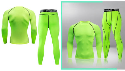 Gym Tight Training Clothing Workout Jogging Sports Set Fitness Men's Compression Thermal Underwear Top Trousers Sportswear