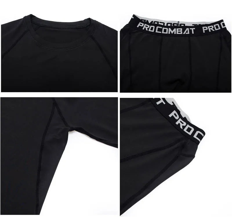 Gym Tight Training Clothing Workout Jogging Sports Set Fitness Men's Compression Thermal Underwear Top Trousers Sportswear