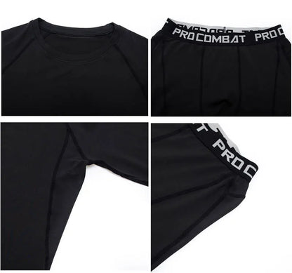 Gym Tight Training Clothing Workout Jogging Sports Set Fitness Men's Compression Thermal Underwear Top Trousers Sportswear