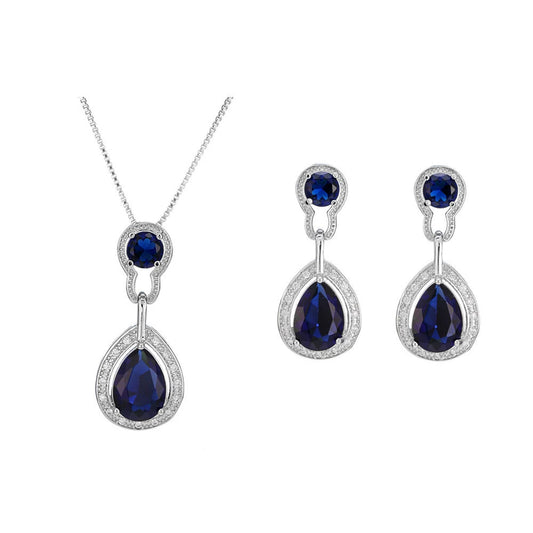 European and American Piano Shape Jeweled Earrings Blue Crystal