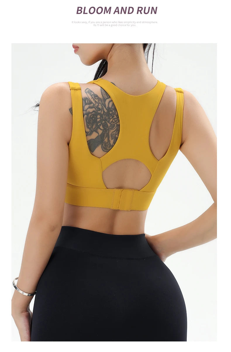 Women's Gym Fitness Underwear Gathering Shockproof Bra Outdoor Sportswear Breathable Yoga Bra Training Clothes Tops