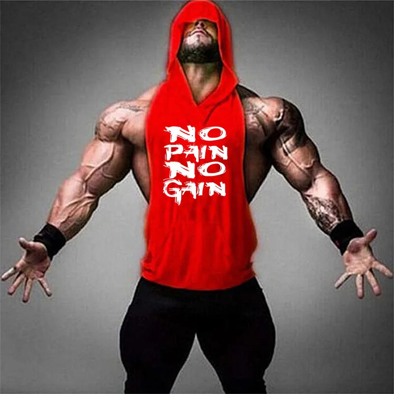 New Men Bodybuilding Cotton Tank top Gyms Fitness Hooded Vest Sleeveless Shirt Summer Casual Fashion Workout Brand Clothing
