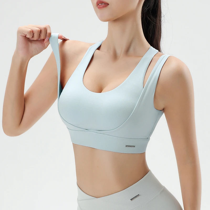 Women's Gym Fitness Underwear Gathering Shockproof Bra Outdoor Sportswear Breathable Yoga Bra Training Clothes Tops