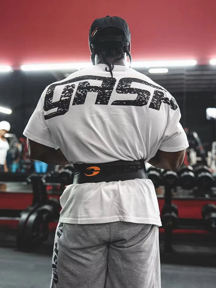 2025 New Cotton Loose Short Sleeve Male Fitness Training Large Size Sweat Absorption Oversize Sports Bodybuilding Half Sleeve