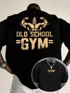 Men's Retro Gym Print T-Shirt Pure Cotton and Breathable Streetwear Oversized Loose Casual Crew Neck Short Sleeve