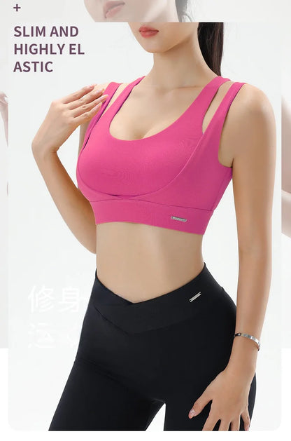 Women's Gym Fitness Underwear Gathering Shockproof Bra Outdoor Sportswear Breathable Yoga Bra Training Clothes Tops